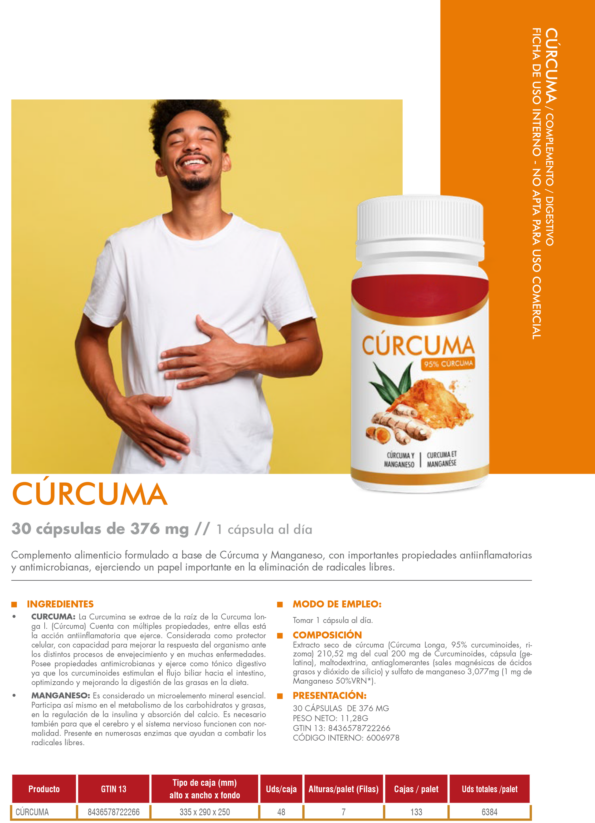 Cúrcuma 30 Cápsulas | Con Piperina para Mejor Absorción | Antiinflamatorio Natural y Antioxidante