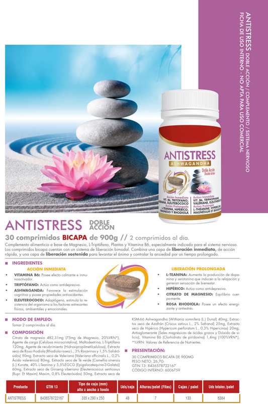 Antiestrés Doble Acción 30 Comprimidos | Relajación y Energía Positiva | Con Magnesio, L-Teanina y Extractos Naturales