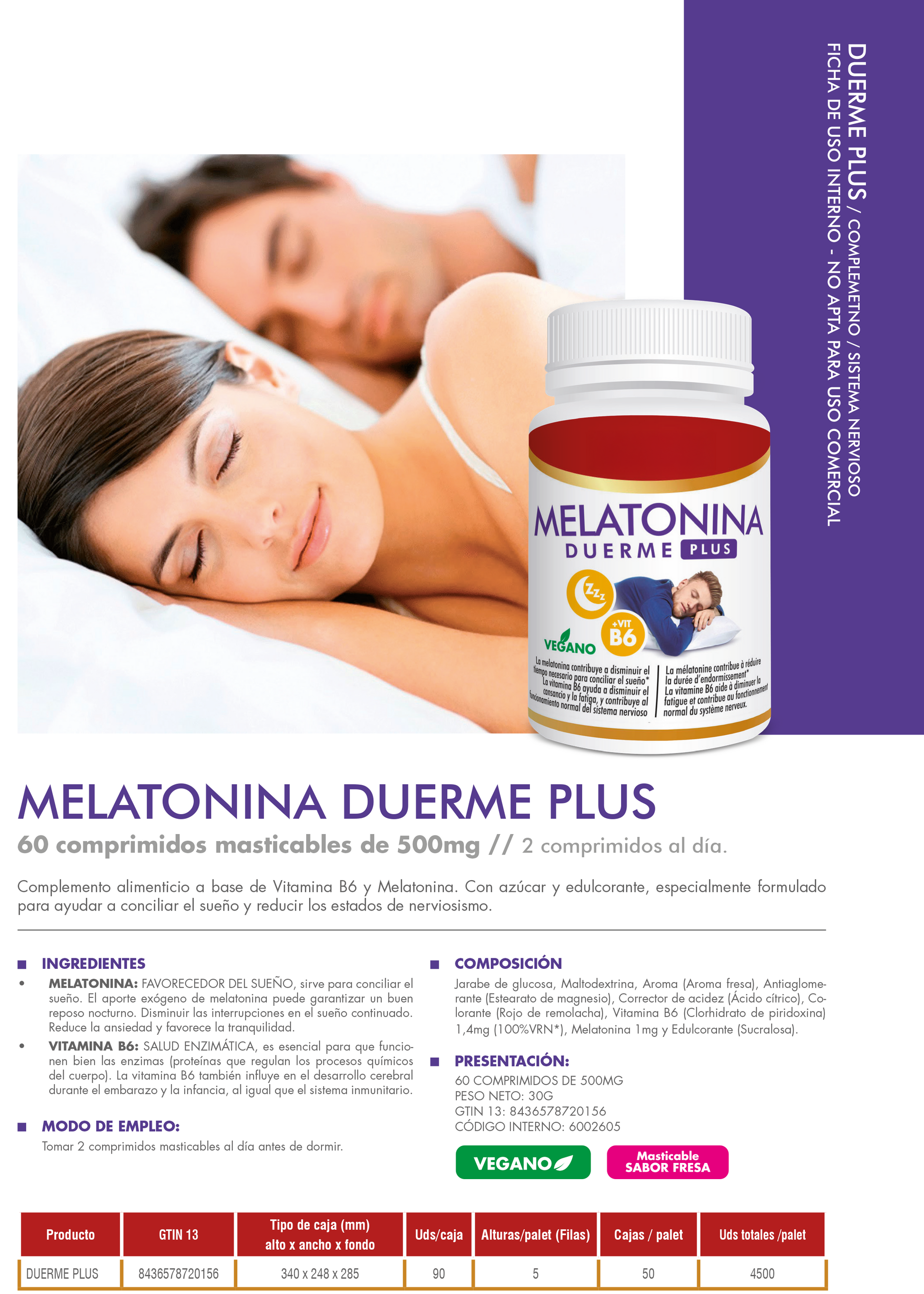 Melatonina Duerme Plus – 60 Cápsulas | Con Melatonina, Valeriana, Manzanilla y Magnesio | Apoyo Natural para Dormir Mejor y Despertar Renovado