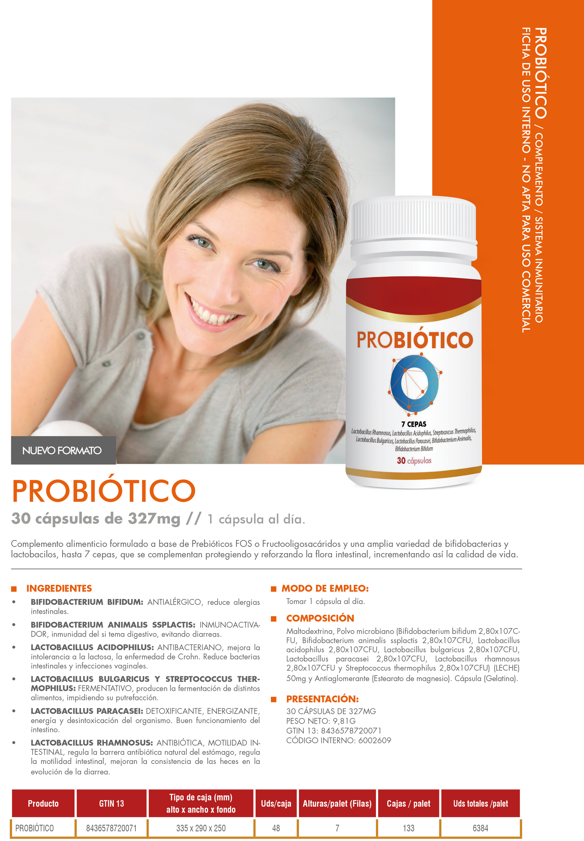 Probiótico 30 Cápsulas, Salud Digestiva, Refuerzo Inmunológico y Bienestar Intestinal