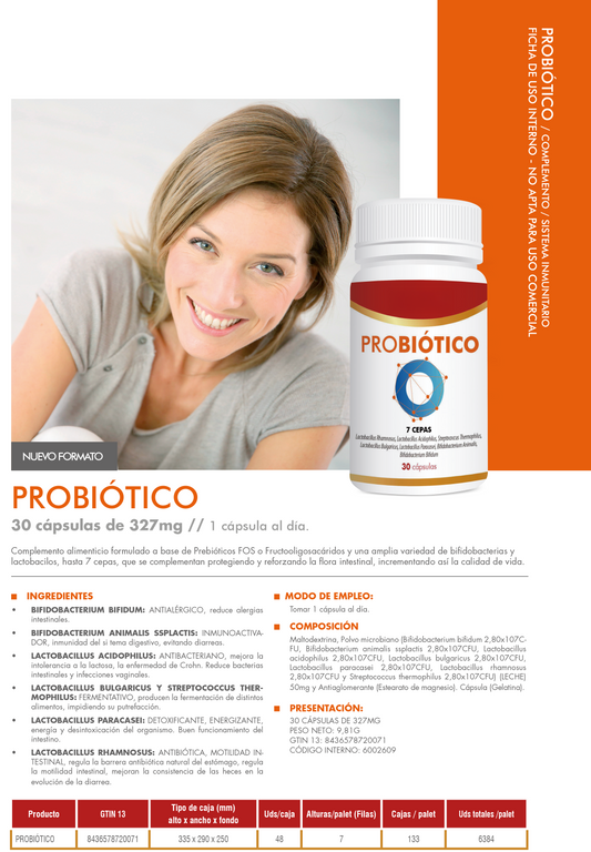 Probiótico 30 Cápsulas, Salud Digestiva, Refuerzo Inmunológico y Bienestar Intestinal