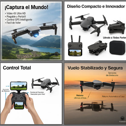 Dron con doble cámara 4K + Maletín y Bateria Gratis